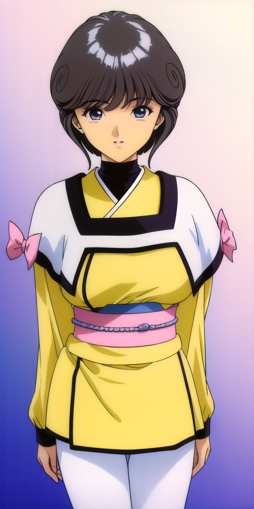 <lora:Amano_AiV3:0.7> amano_ai, huge_breasts, standing, solo, yellow_short_kimono_white_pantyhose_white_capelet_pink_obi_p...